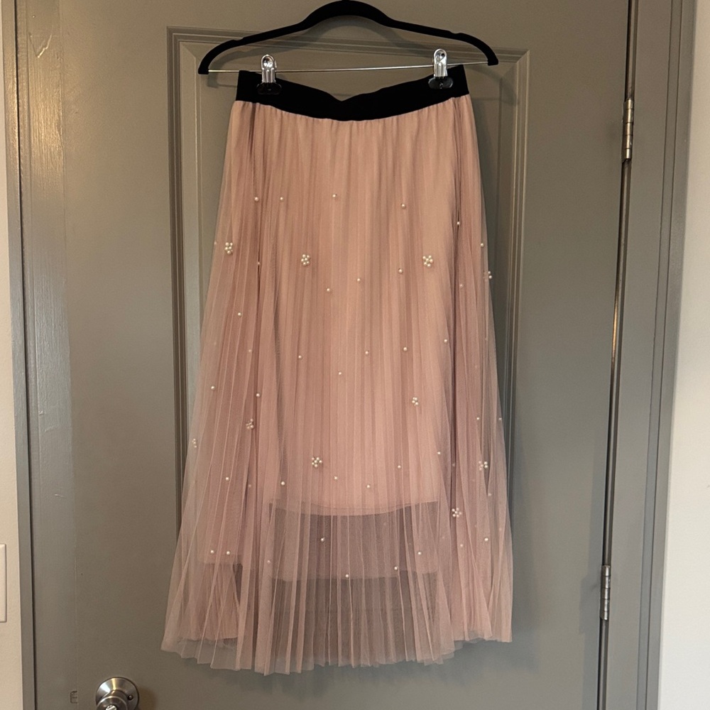 Sadie & Love Blush Pink Pearl Tulle Midi Skirt Size M